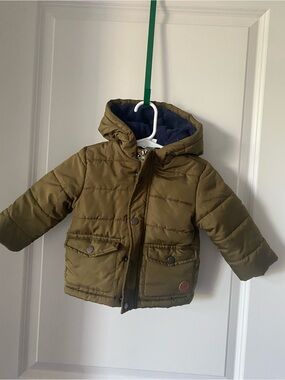 Little Me Olive Green Puffer Jacket with Hood